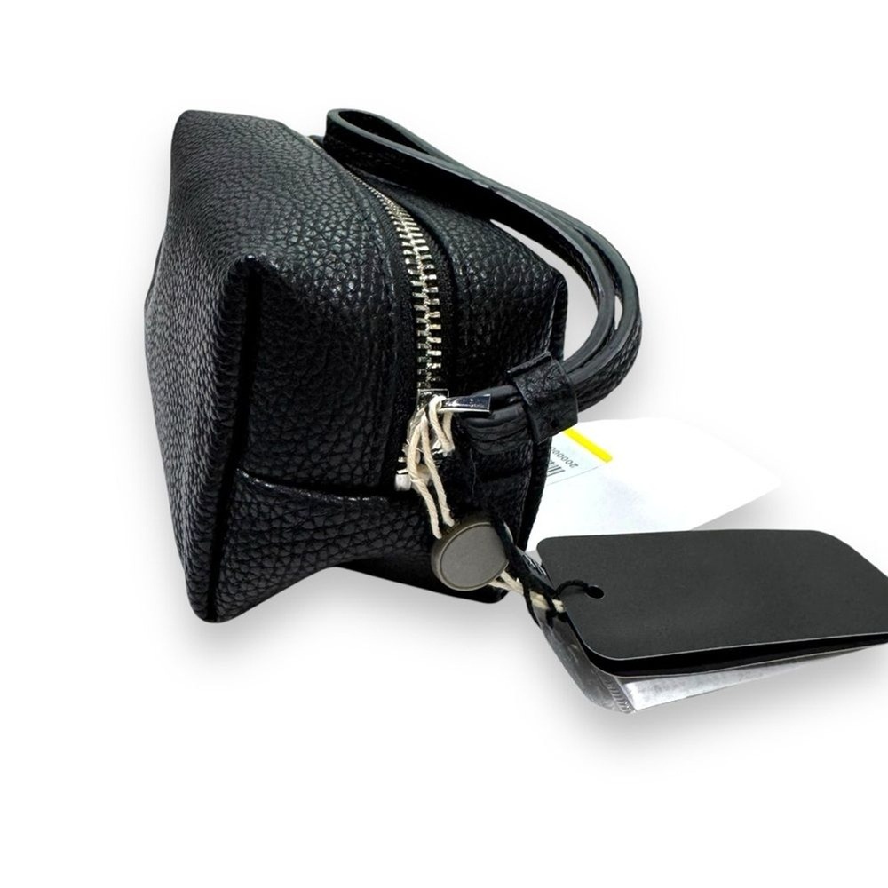 NWT Armani Exchange Toiletry Black Pebbled Leather Bag Wristlet Mens Unisex - Picture 4 of 13